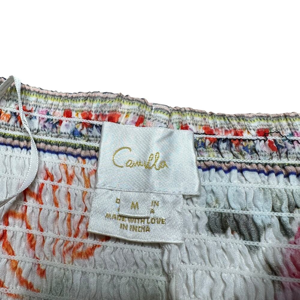 CAMILLA Shirred Waist Tiered Circle Skirt Women's Size Medium Silk Colorful Glam - Picture 7 of 12